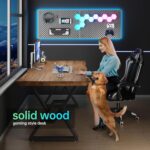 Solid Wood Rustic Style 55.1-inch Computer Desk - Large Office Desk for Home Office, Modern and Simple Design, Ideal for Dining,Study, Writing (Black-w, 55.12 * 27.56 * 29.53) - Image 4