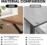 Solid Wood Rustic Style 55.1-inch Computer Desk - Large Office Desk for Home Office, Modern and Simple Design, Ideal for Dining,Study, Writing (Black-w, 55.12 * 27.56 * 29.53) - Image 5