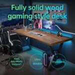 Solid Wood Rustic Style 55.1-inch Computer Desk - Large Office Desk for Home Office, Modern and Simple Design, Ideal for Dining,Study, Writing (Black-w, 55.12 * 27.56 * 29.53) - Image 7